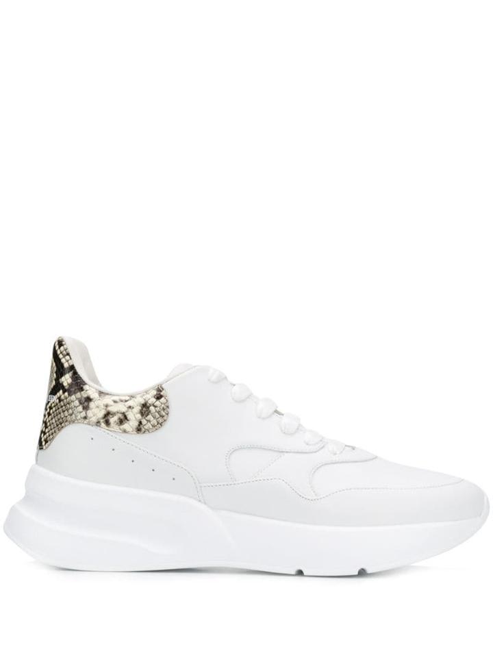 Alexander Mcqueen Snakeskin-print Extended Sole Sneakers - White