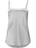 Thom Browne Contrast Trim Cami Top, Women's, Size: 46, Grey, Silk