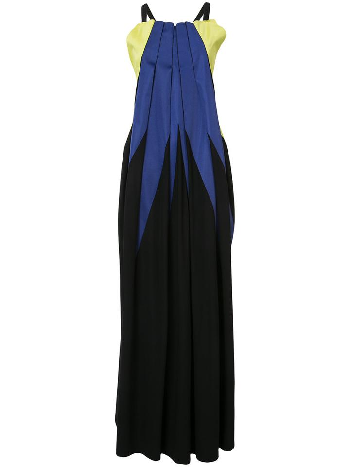 Issey Miyake - Pleated Colour Block Dress - Women - Triacetate/polyester/polyurethane - 2, Black, Triacetate/polyester/polyurethane