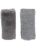 Yves Salomon Accessories Knitted Fingerless Gloves - Grey