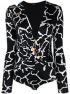 Versace Graphic Print V-neck Bodysuit - Black