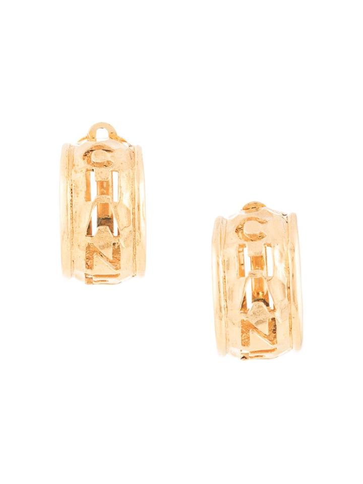 Chanel Pre-owned Logo Cutout Earrings - Gold
