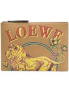 Loewe Lion Print Clutch Bag - Neutrals