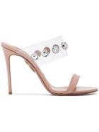 Aquazzura Pink Galaxy 105 Pvc Crystal Leather Mules - Pink & Purple