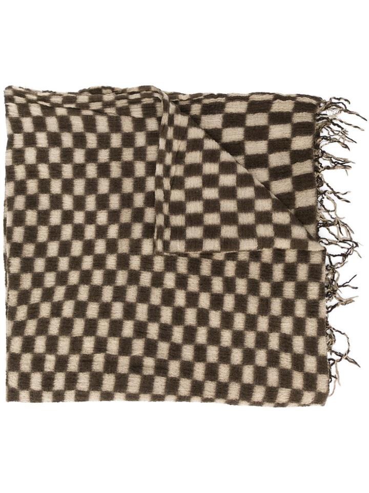 Uma Wang Checked Wool Scarf - Black