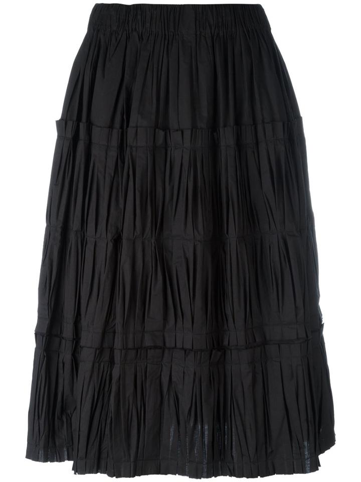 Sara Lanzi - Pleated Midi Skirt - Women - Cotton - M, Black, Cotton