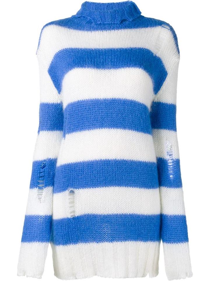 Filles A Papa Striped Rollneck Sweater, Women's, Size: 0, Blue, Polyamide/mohair/merino