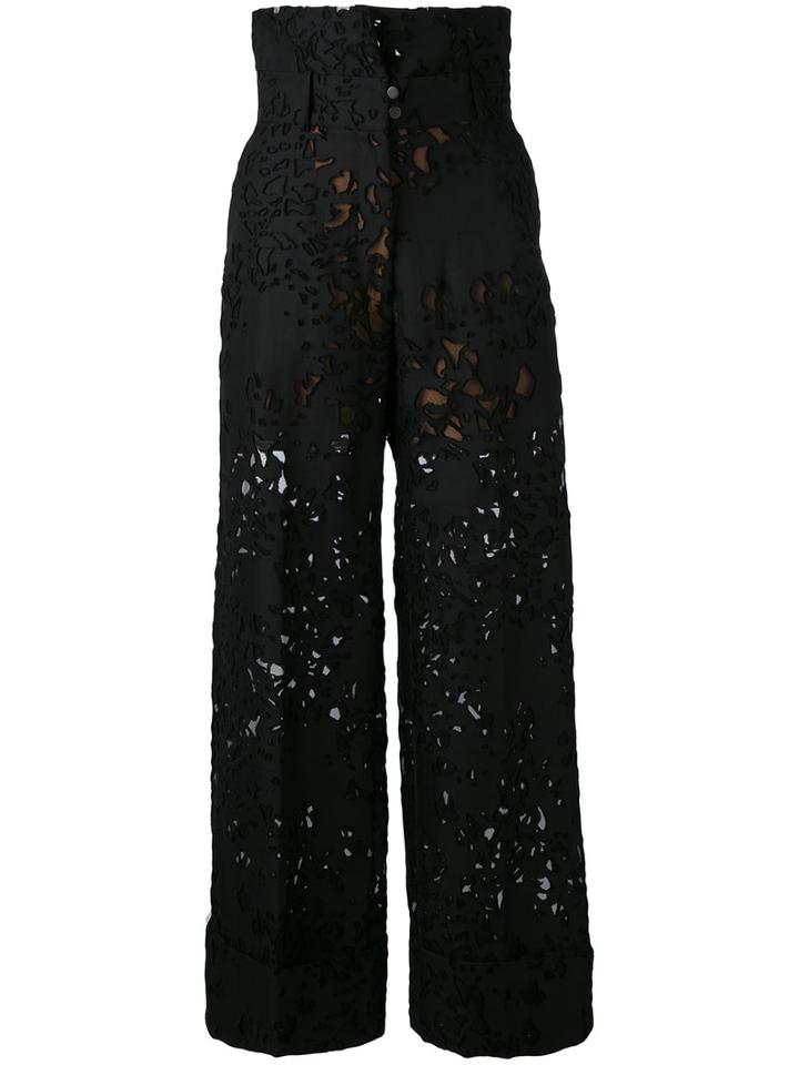 Petar Petrov - Lace-embroidered Trousers - Women - Silk/cotton/polyamide/cupro - 38, Black, Silk/cotton/polyamide/cupro