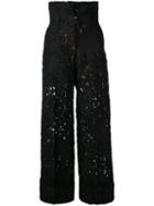 Petar Petrov - Lace-embroidered Trousers - Women - Silk/cotton/polyamide/cupro - 38, Black, Silk/cotton/polyamide/cupro