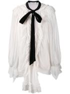 Chloé Contrasting Neck Tie Blouse - Nude & Neutrals