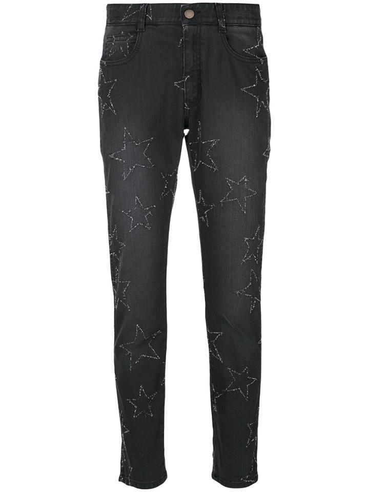 Stella Mccartney Star-embroidered Boyfriend Jeans - Black
