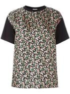 Moncler Floral Print Front Panel T-shirt, Women's, Size: Xl, Black, Silk/cotton