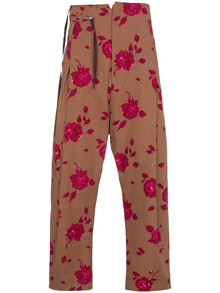 Bed J.w. Ford Floral Print High Waisted Trousers - Nude & Neutrals