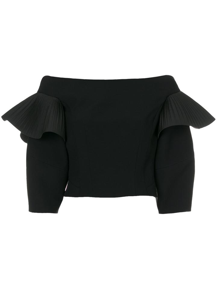 Alberta Ferretti Off Shoulder Cropped Blouse - Black