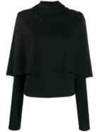 Sara Battaglia Hooded Cape Top - Black