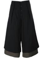 Ziggy Chen Contrast Hem Inset Wide Leg Trousers, Men's, Size: 48, Black, Cotton/spandex/elastane/viscose/wool