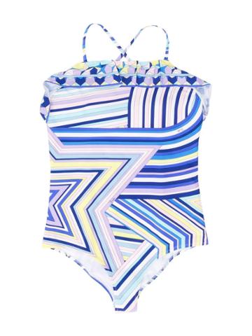 Emilio Pucci Junior Star Striped Swimsuit - Blue