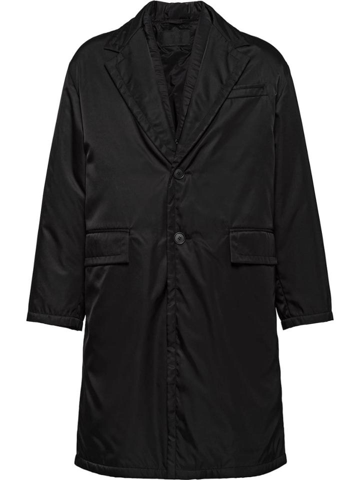 Prada Single Breasted Gabardine Coat - Black