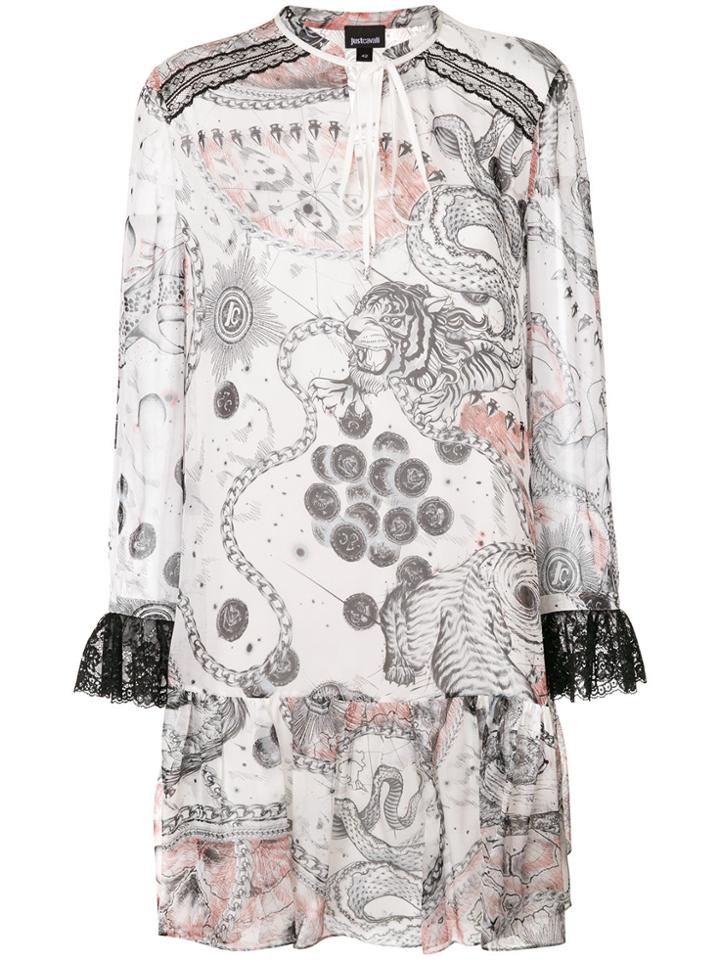 Just Cavalli Printed Shift Dress - White