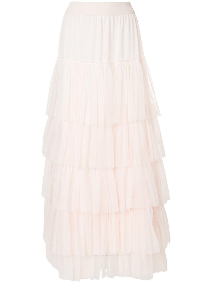 Twin-set Long Tulle Ruffled Skirt - Nude & Neutrals