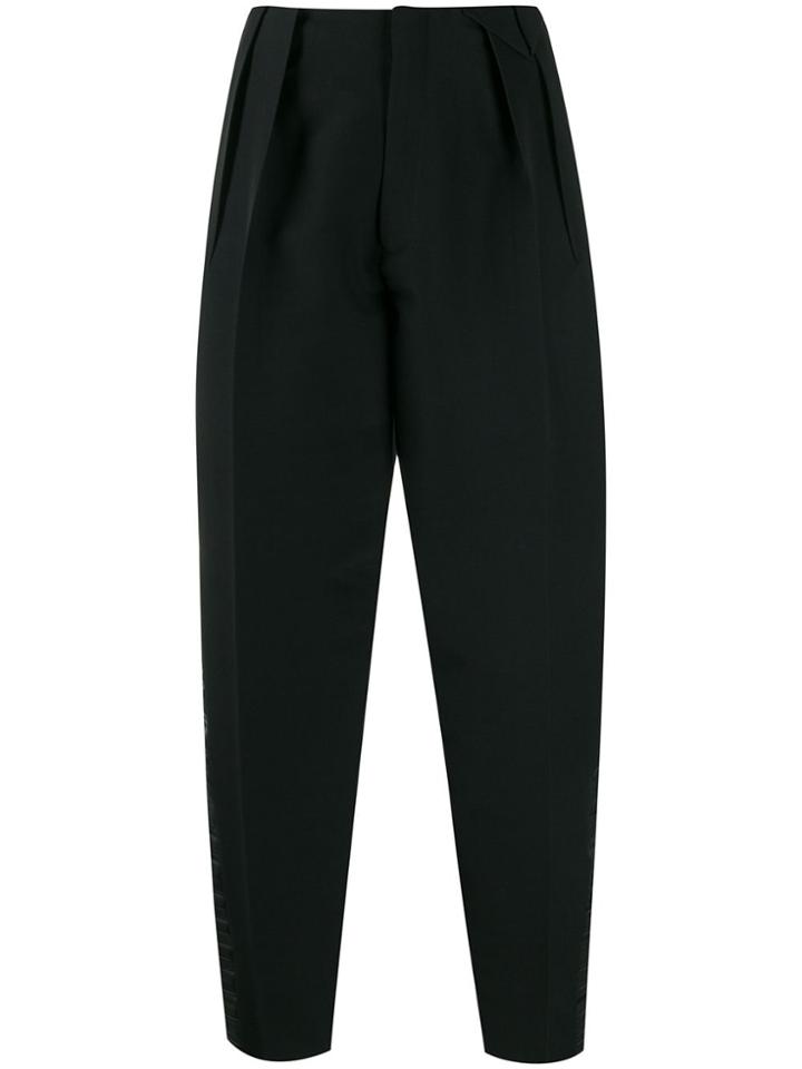 Bottega Veneta Side Pleated Band Tapered Trousers - Black