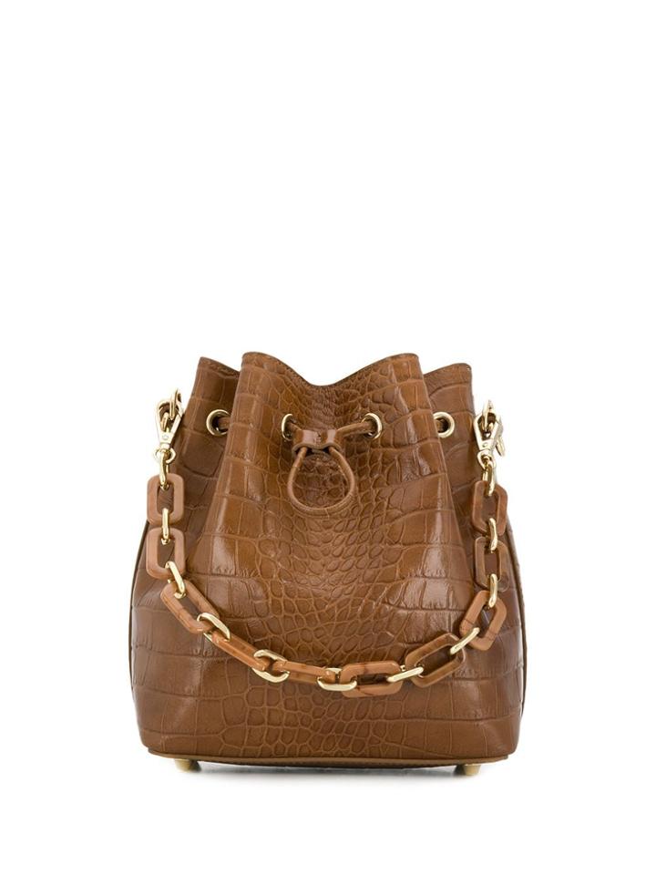 Lancaster Croco-effect Bucket Bag - Brown