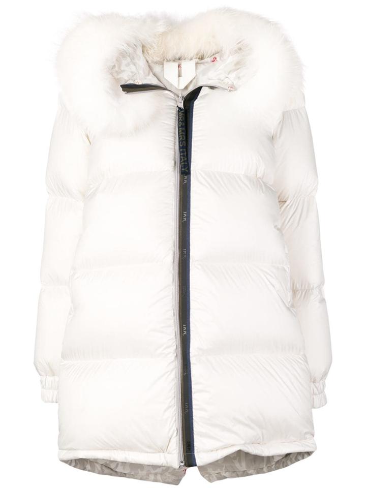 Mr & Mrs Italy Zipped Puffer Jacket - White