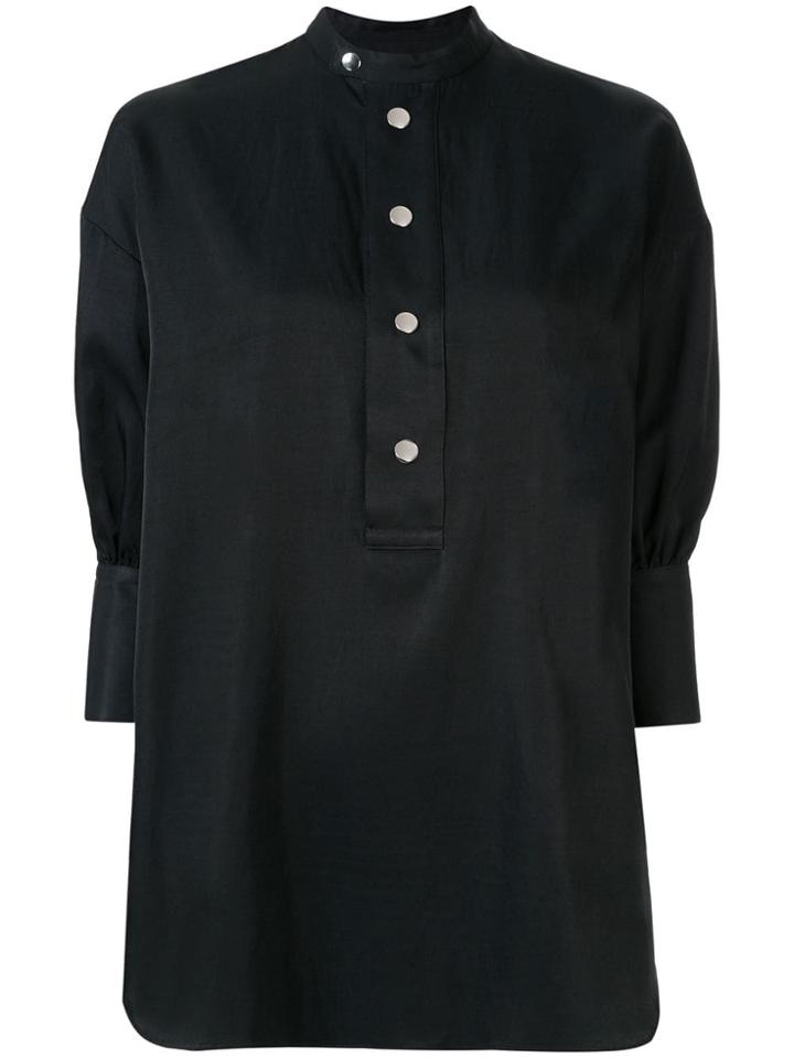 G.v.g.v. Puffy Sleeve Satin Blouse - Black