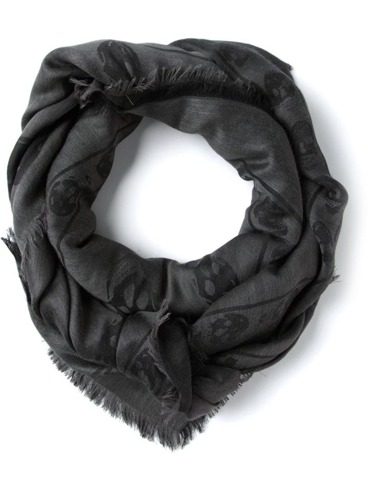 Alexander Mcqueen Skull Scarf, Men's, Grey, Cotton/viscose