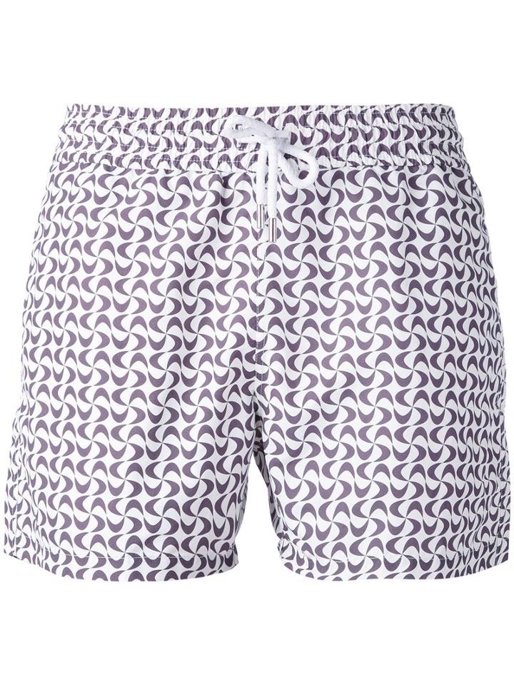 Frescobol Carioca - Drawstring Swim Shorts - Men - Cotton/polyamide - M, Pink/purple, Cotton/polyamide