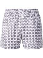Frescobol Carioca - Drawstring Swim Shorts - Men - Cotton/polyamide - M, Pink/purple, Cotton/polyamide