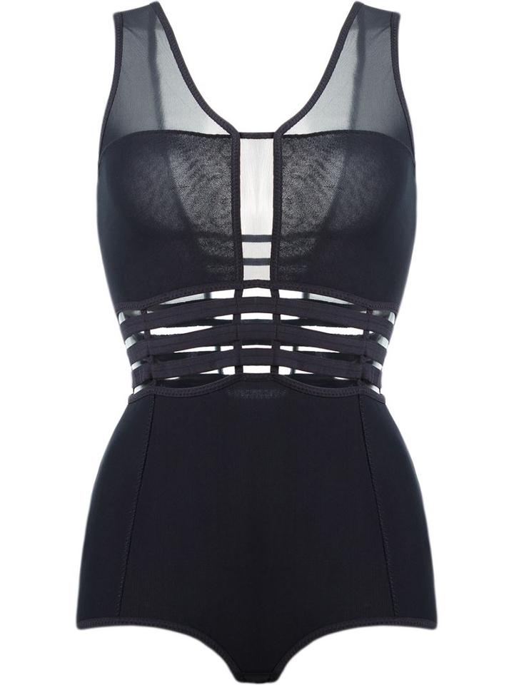 Giuliana Romanno Cut Out And Sheer Panels Body, Women's, Size: M, Black, Polyamide/spandex/elastane