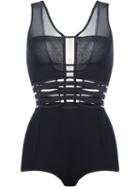 Giuliana Romanno Cut Out And Sheer Panels Body, Women's, Size: M, Black, Polyamide/spandex/elastane