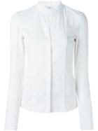 Akris Band Collar Shirt, Women's, Size: 40, White, Cotton/polyamide/spandex/elastane