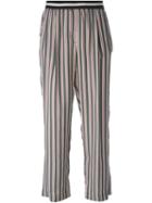 Mauro Grifoni High Waist Striped Trousers, Women's, Size: 44, Grey, Silk