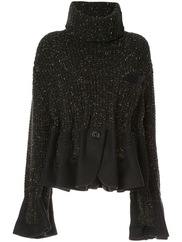 Sacai Speckled Roll Neck Jumper - Black