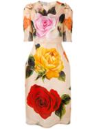 Dolce & Gabbana - Floral Shift Dress - Women - Silk/cotton/polyamide/spandex/elastane - 46, Women's, Nude/neutrals, Silk/cotton/polyamide/spandex/elastane