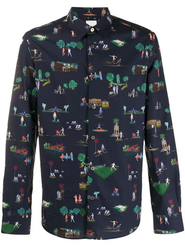 Paul Smith Outdoors Scene Printed Shirt - Blue