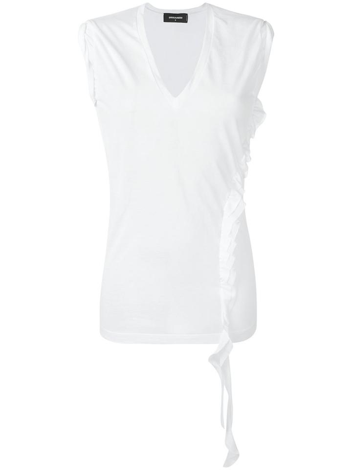 Dsquared2 Asymmetric Ruffle Tank Top, Women's, Size: Small, White, Cotton/polyamide