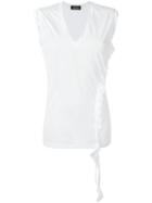 Dsquared2 Asymmetric Ruffle Tank Top, Women's, Size: Small, White, Cotton/polyamide