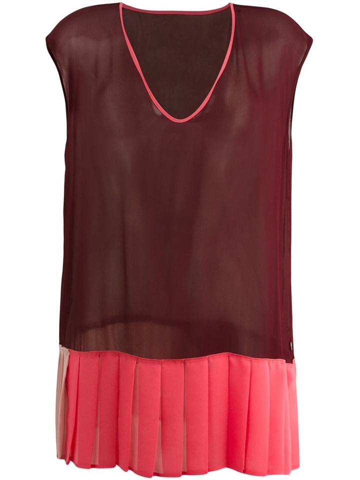 Twin-set Sleeveless Colour Block Blouse, Women's, Size: Medium, Red, Polyester/viscose
