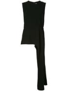 Tibi Asymmetric Draped Top - Black