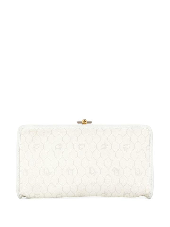Christian Dior Vintage Beehive Pattern Clutch - White