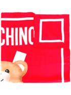 Moschino Toy Bear Paper Cut Out Scarf, Women's, Red, Silk