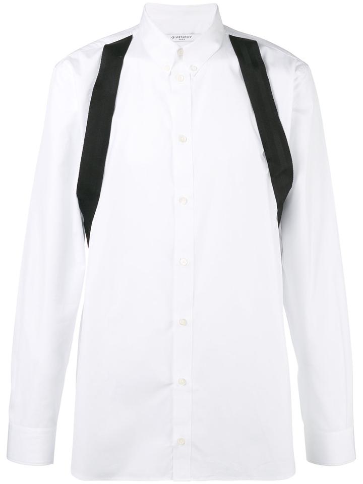 Givenchy Harness Detail Shirt, Men's, Size: 43, White, Cotton/acrylic/polypropylene