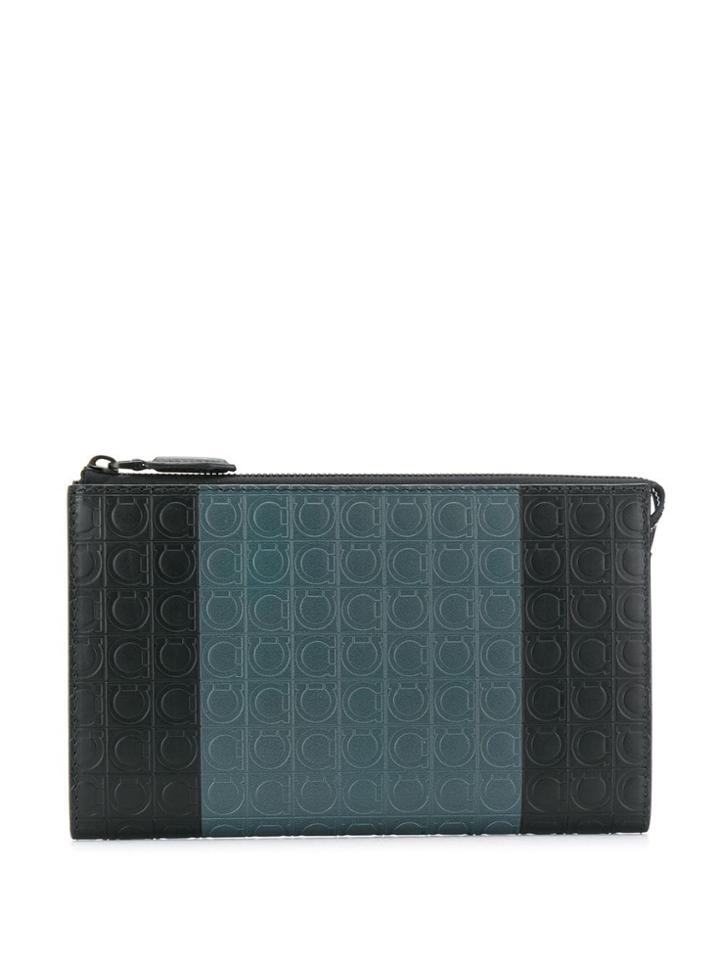 Salvatore Ferragamo Gancini Colour-block Clutch - Black