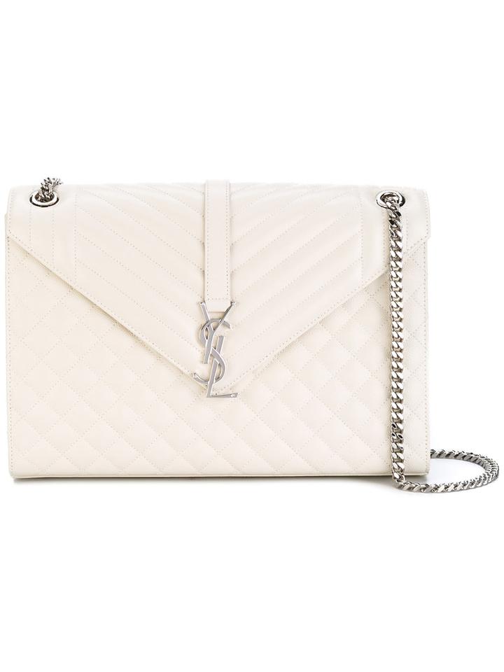 Saint Laurent - Large Monogram Satchel Bag - Women - Leather - One Size, White, Leather