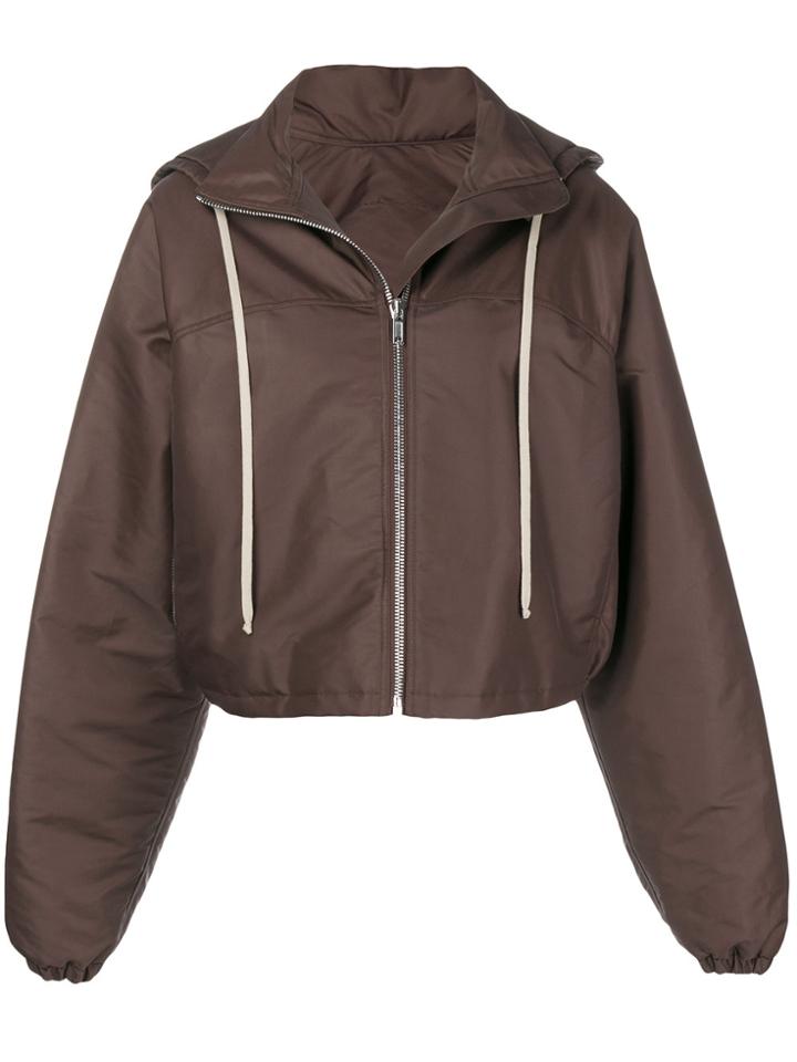 Rick Owens Cropped High Neck Jacket - Brown