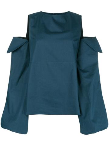 Rouge Margaux Cold Shoulder Blouse - Blue