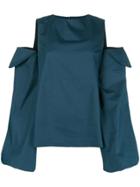 Rouge Margaux Cold Shoulder Blouse - Blue